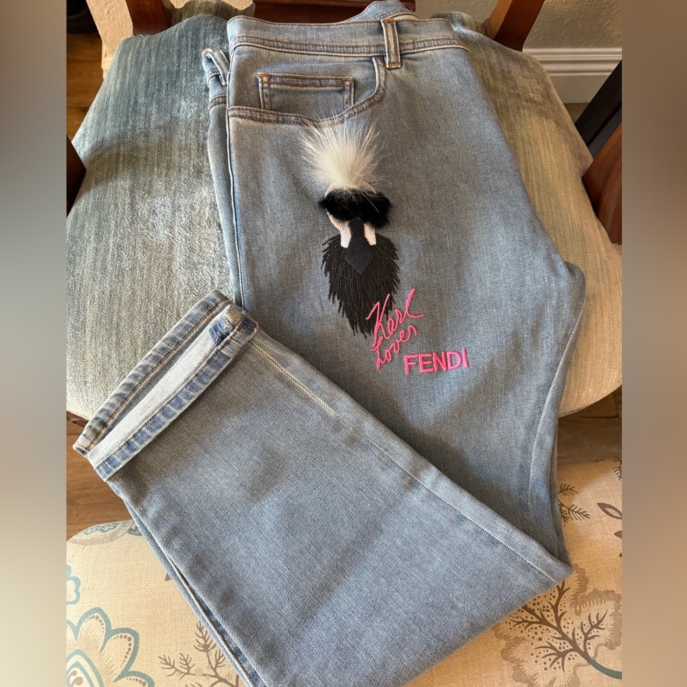AUTHENTIC FENDI KARLITO BLUE JEANS FEAT. KARL LAGERFELD LIMITED EDT- Sz 46/10
